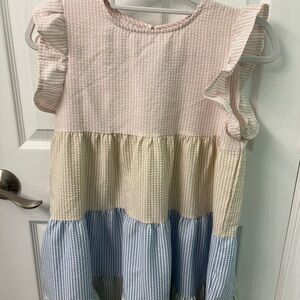 Striped Ruffle Sleeve Dress